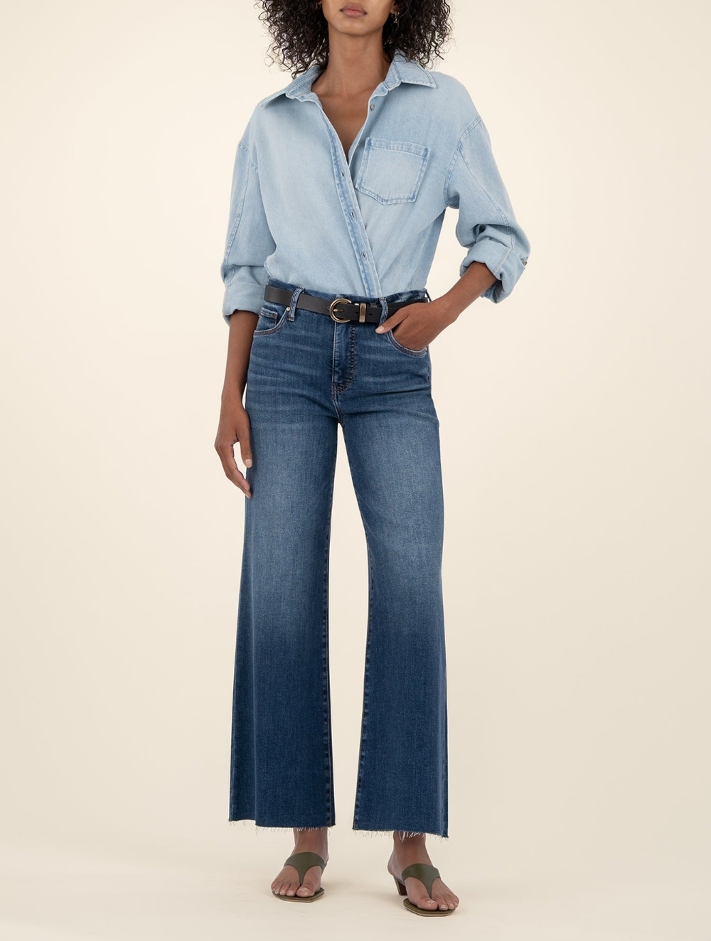 Kut From The Kloth Meg High Rise Wide Leg Fab Ab Jeans, Whiskered Hem, LIKE NEW! - Picture 2 of 16